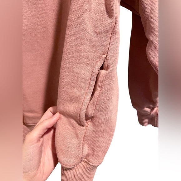 Aerie Mock Neck Light Pink Oversized Sweatshirt with Front Pockets Size XS - Picture 2 of 5